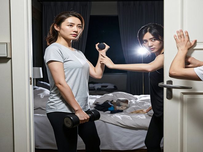 Bsports必一体育瑜伽女锻练寝室门深夜被撬开她手握哑铃看清突入者后僵住了(图2)